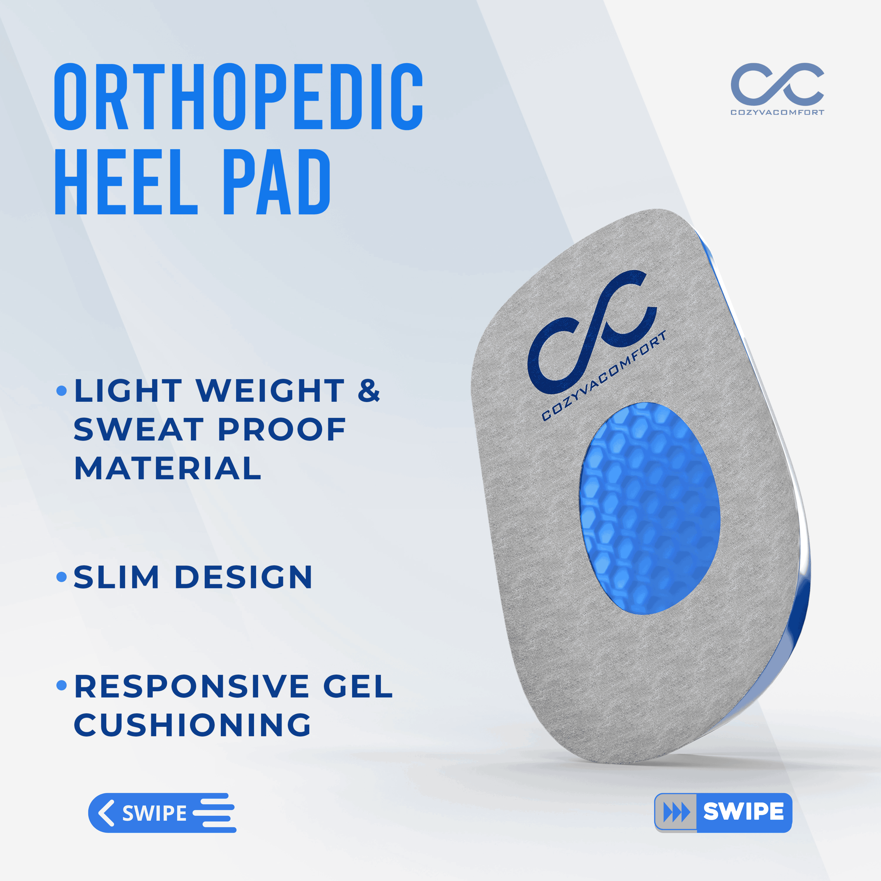 Orthotic sport insole and Orthopedic heel pad Cozyva Comfort