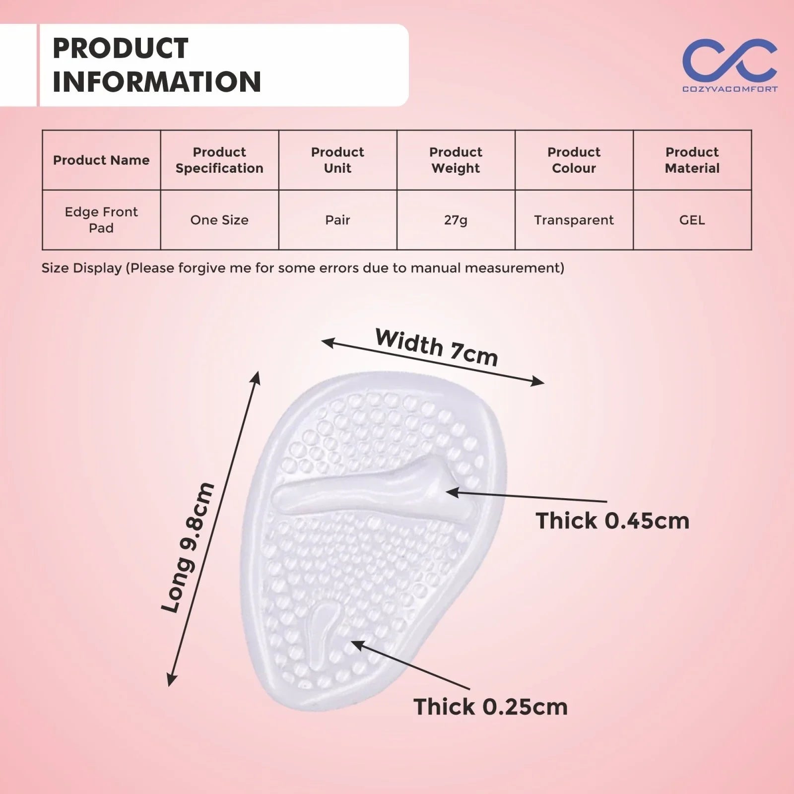 Cozyva Edged Front Pad - Cozyva Comfort