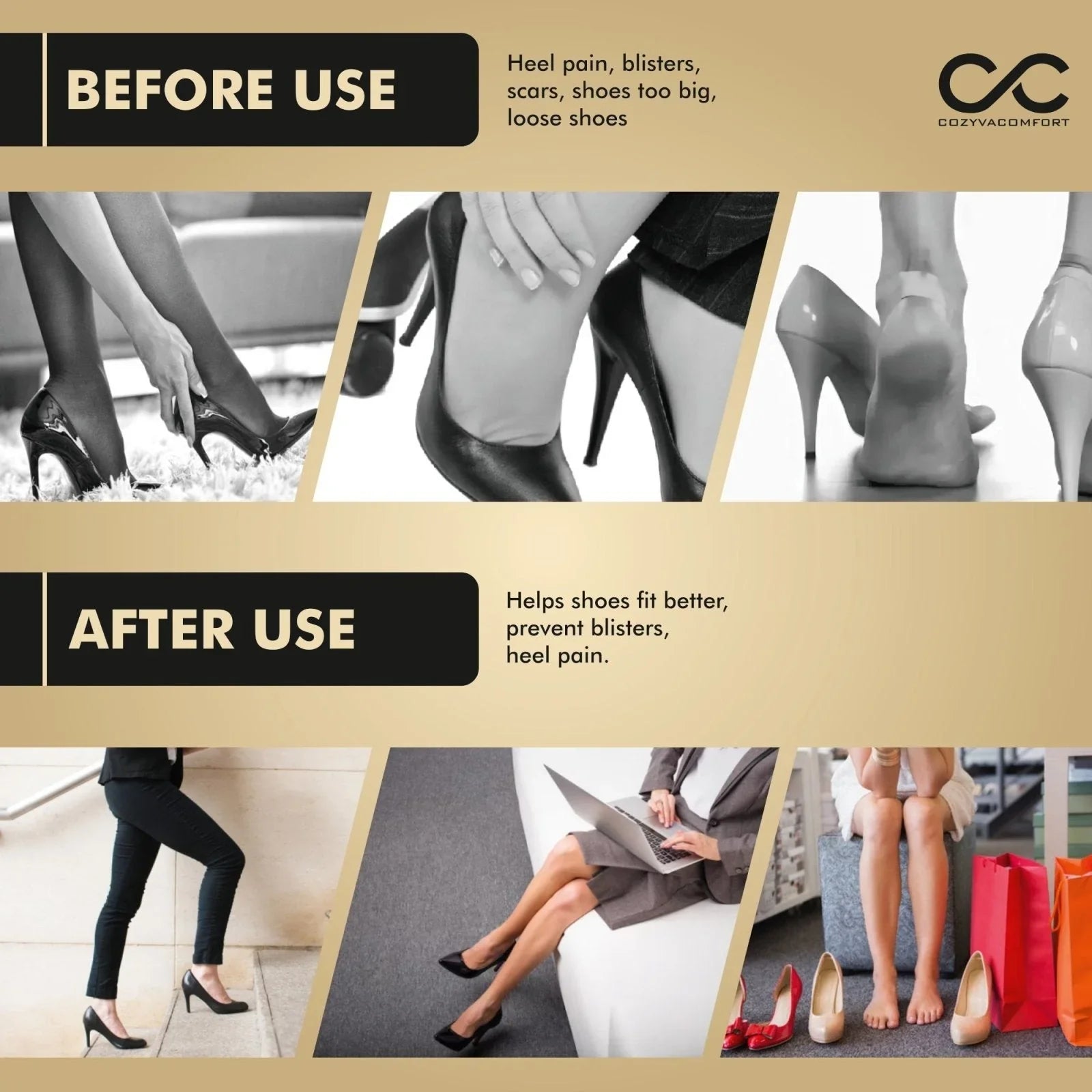 Shoe Fillers For Women Heel Grips - Cozyva Comfort