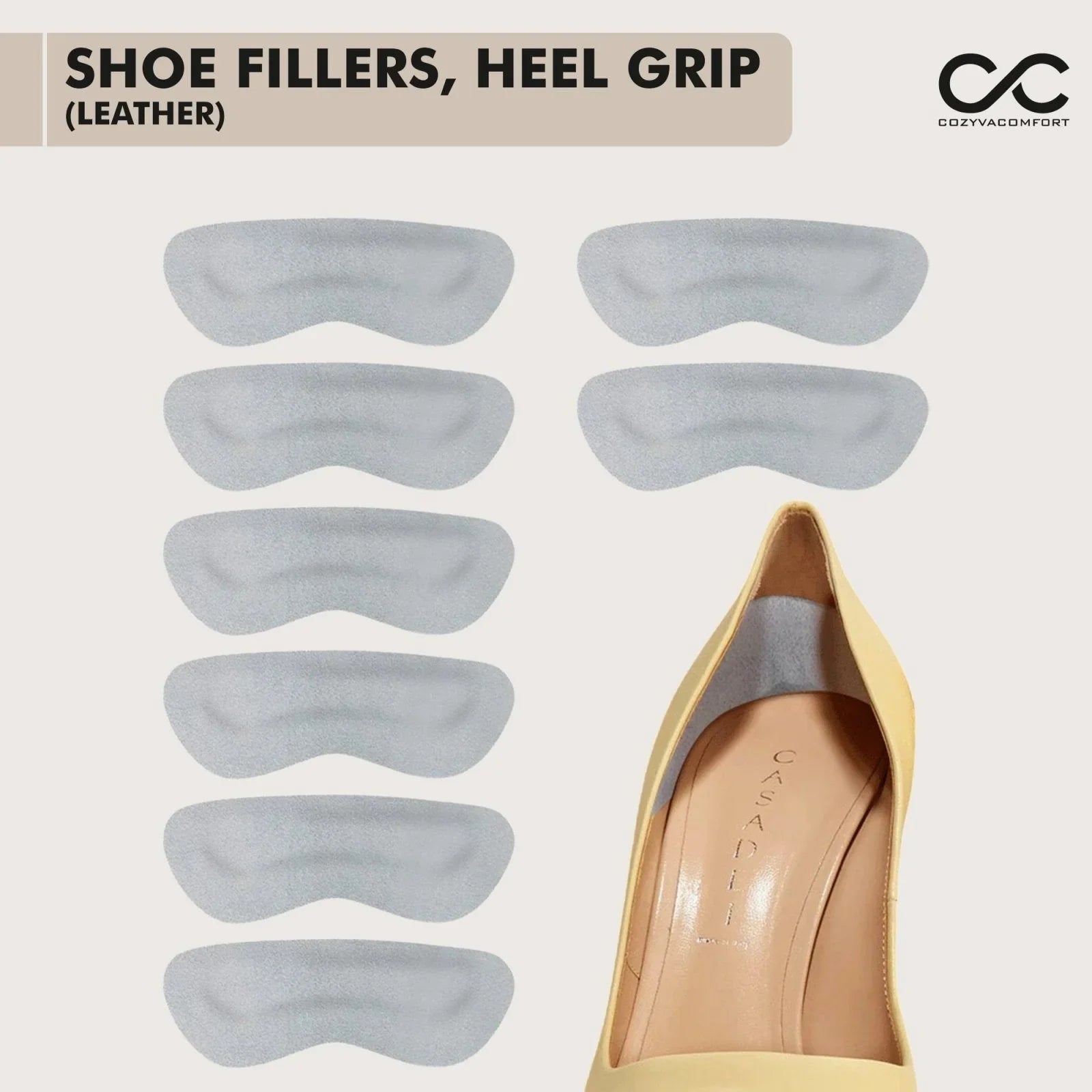 Shoe Fillers For Women Heel Grips (Leather) - Cozyva Comfort