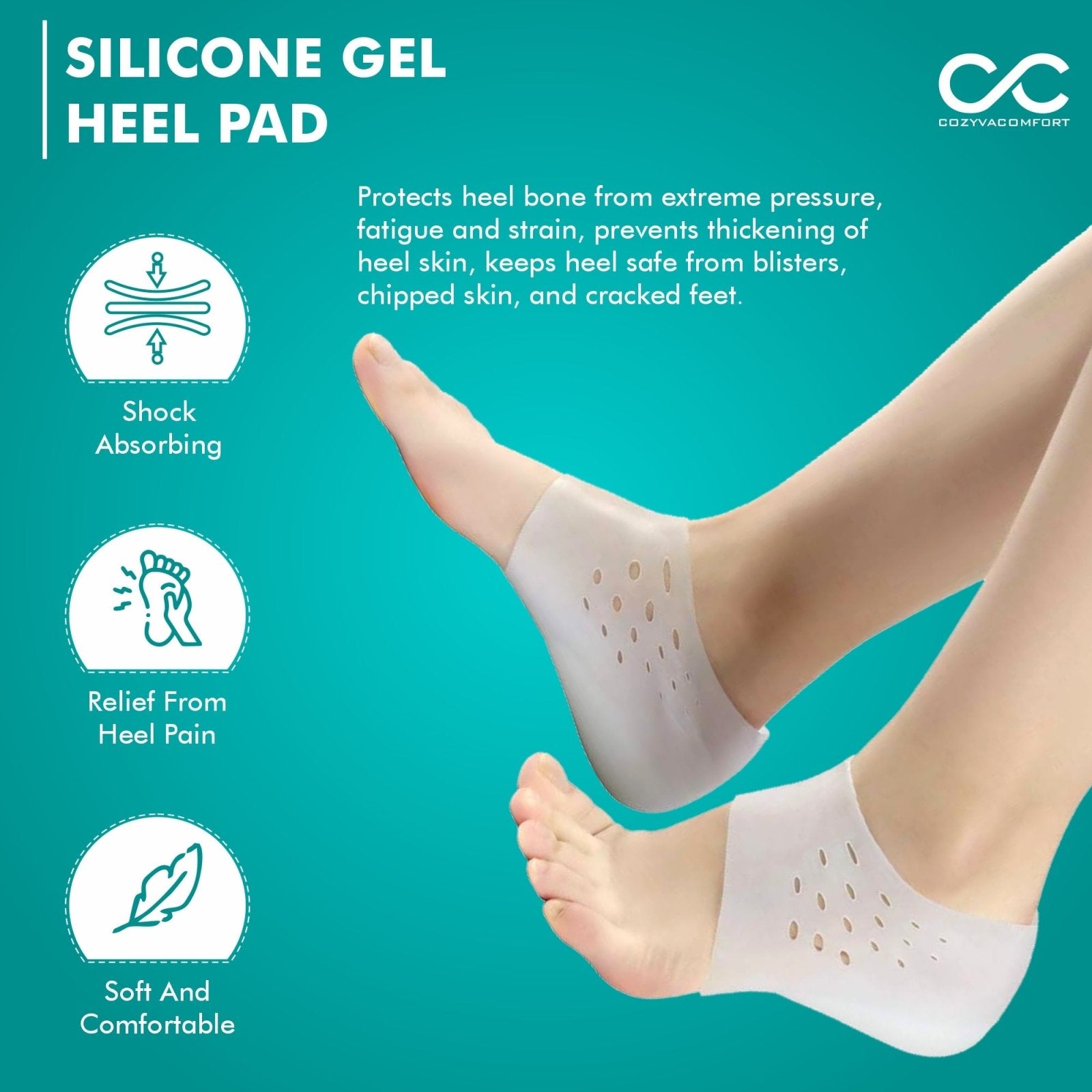 Silicone Heel Pads For Cracked Dry Achilles Heel - Cozyva Comfort