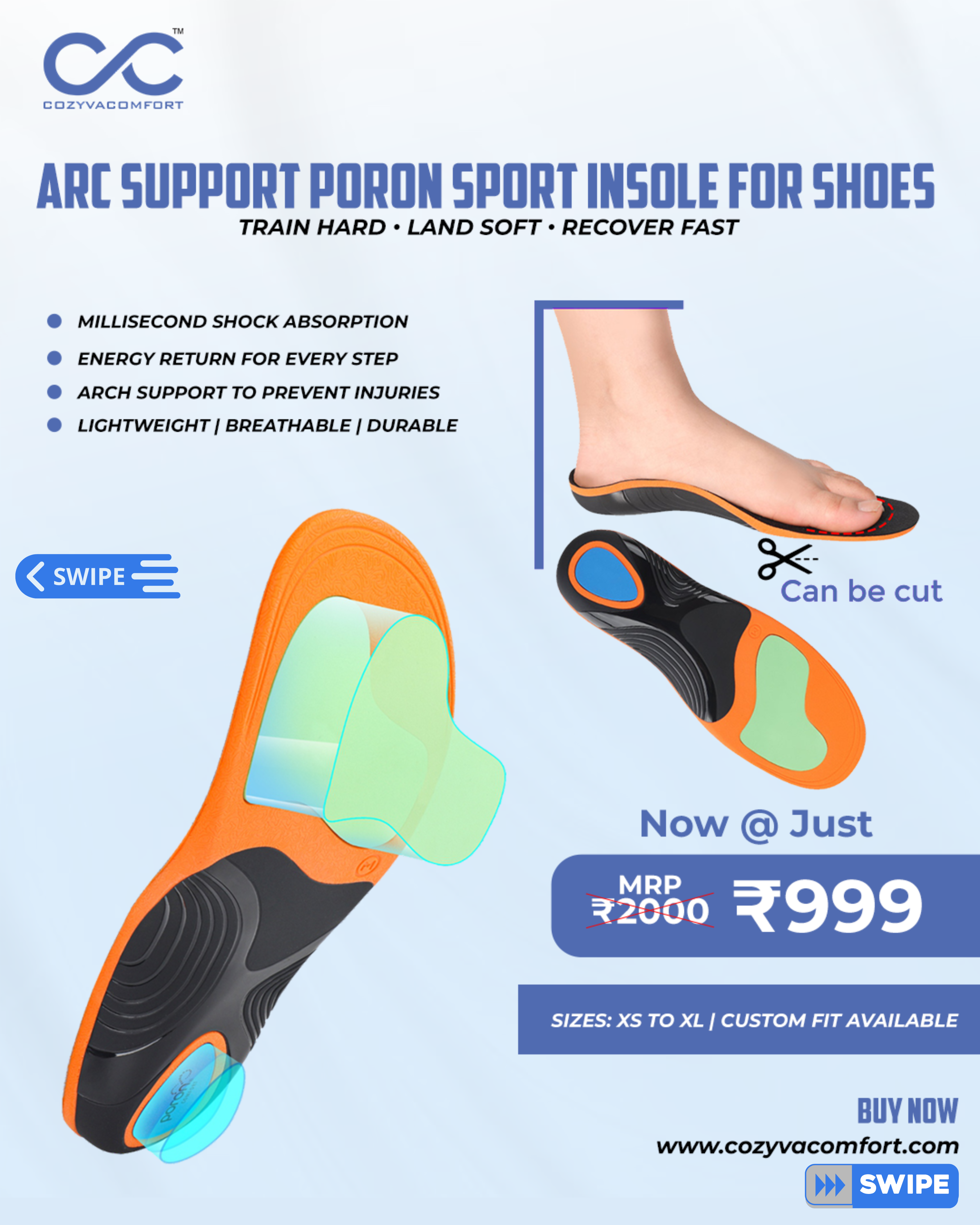 Arc Support Poron Sport Insole
