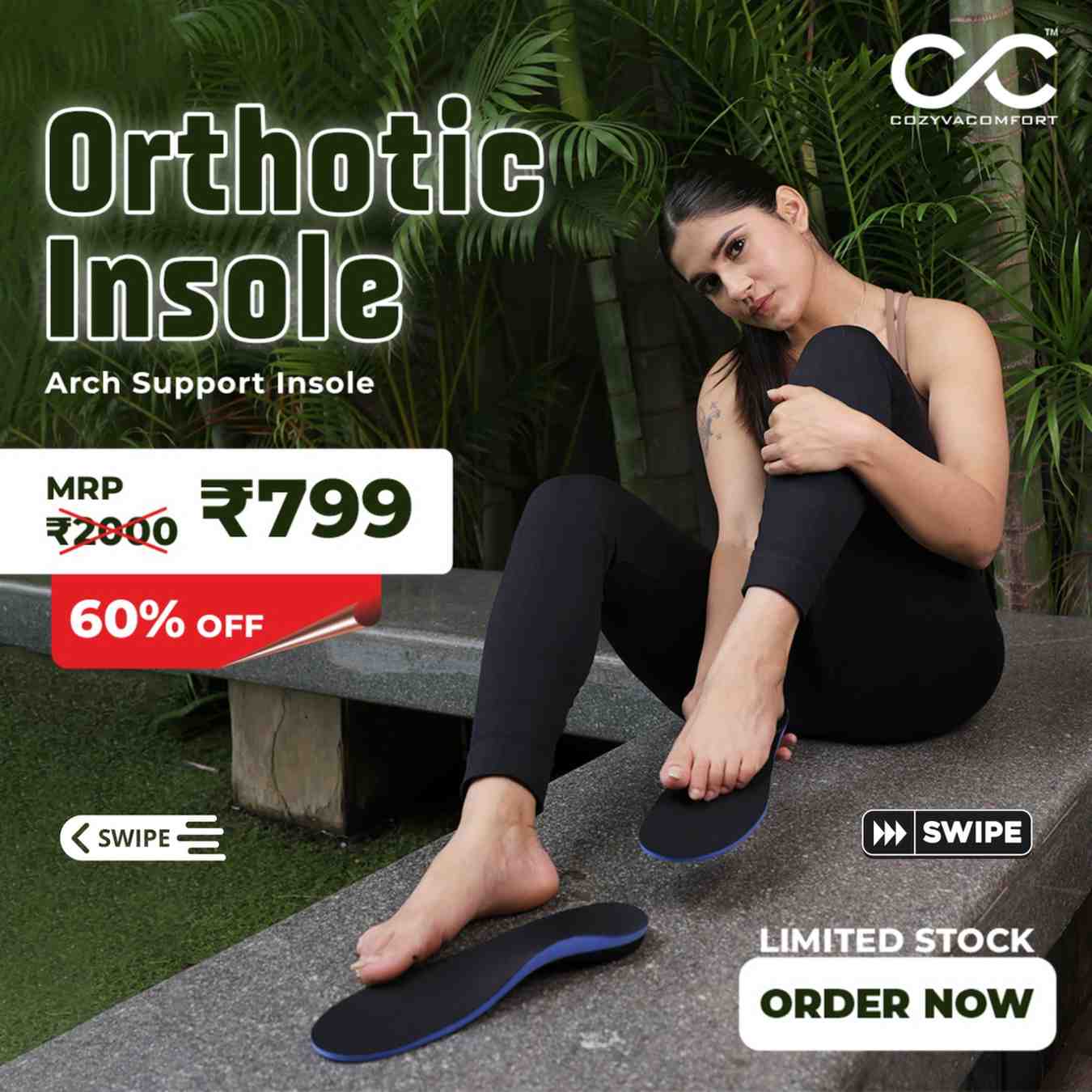 Orthotic strong arc support insole