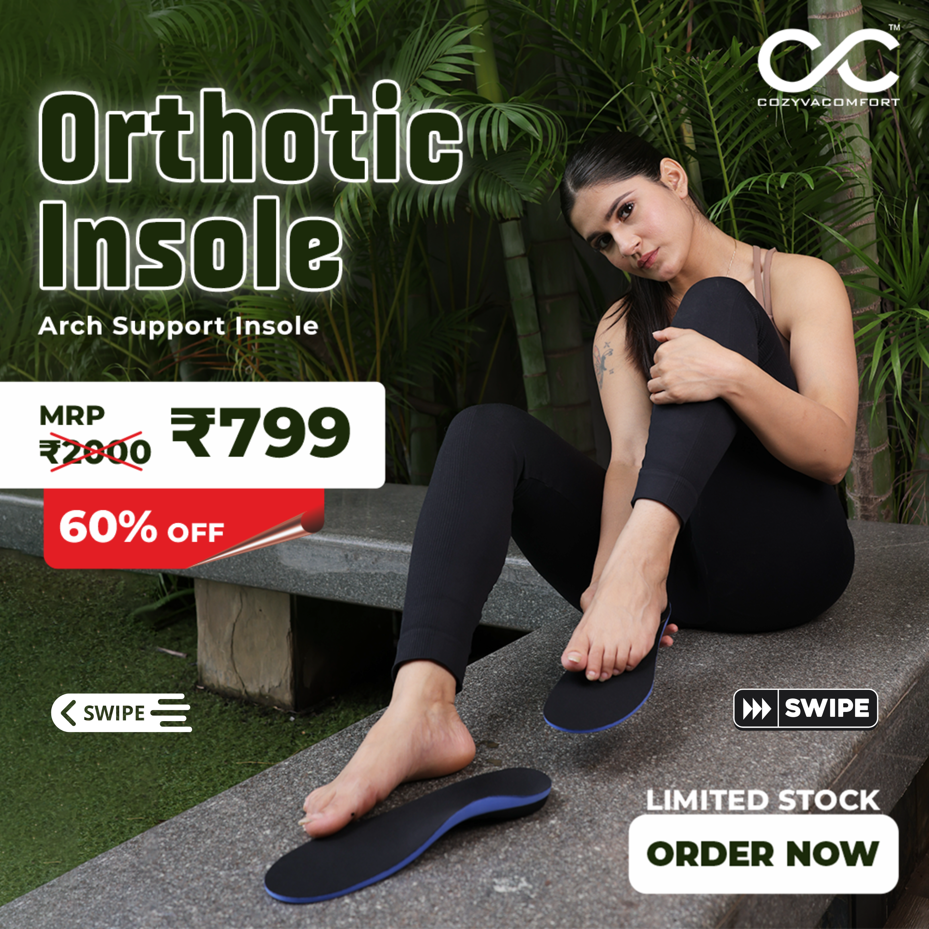 Orthotic strong arc support insole