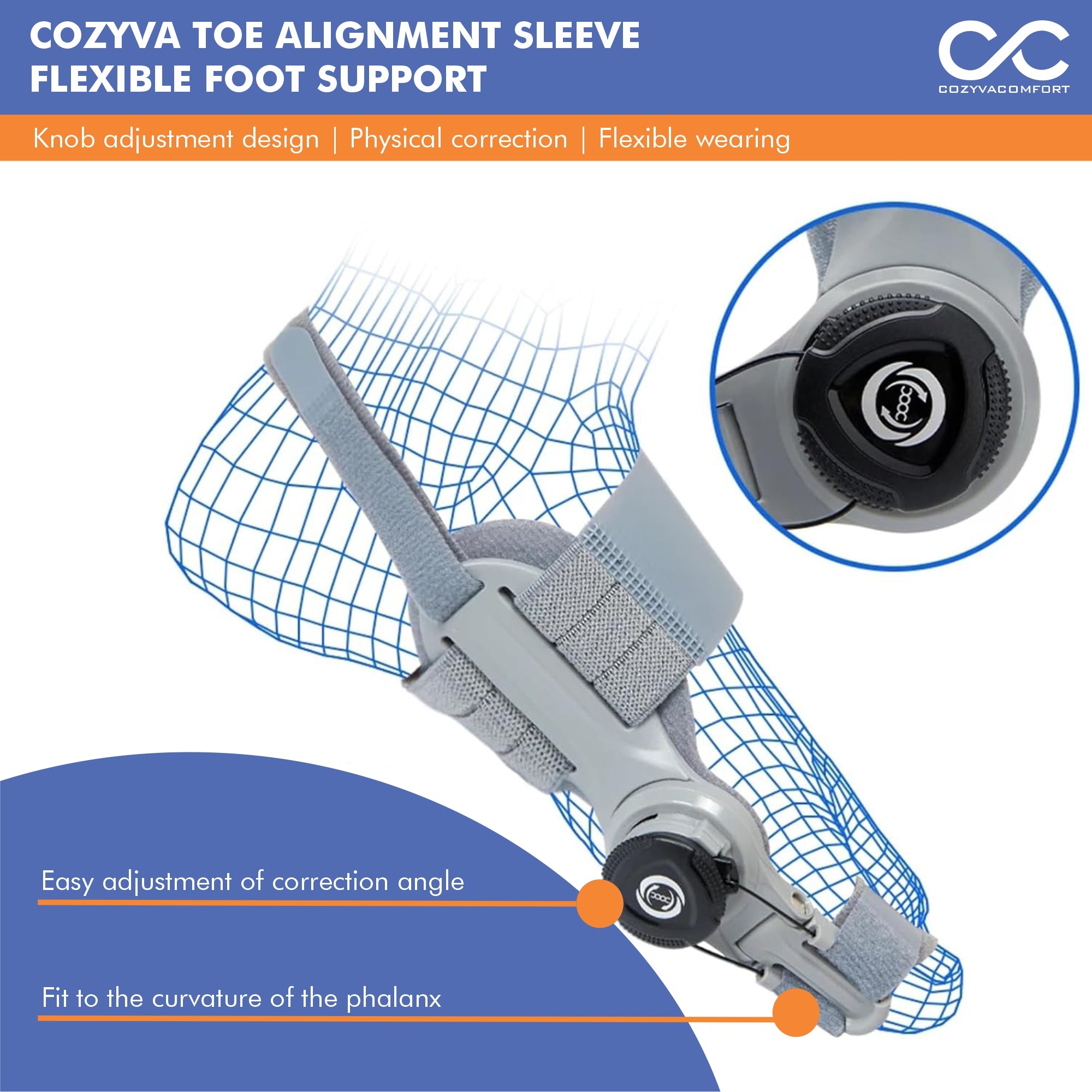 Cozyva Toe Alignment Sleeve – Flexible Foot Support
