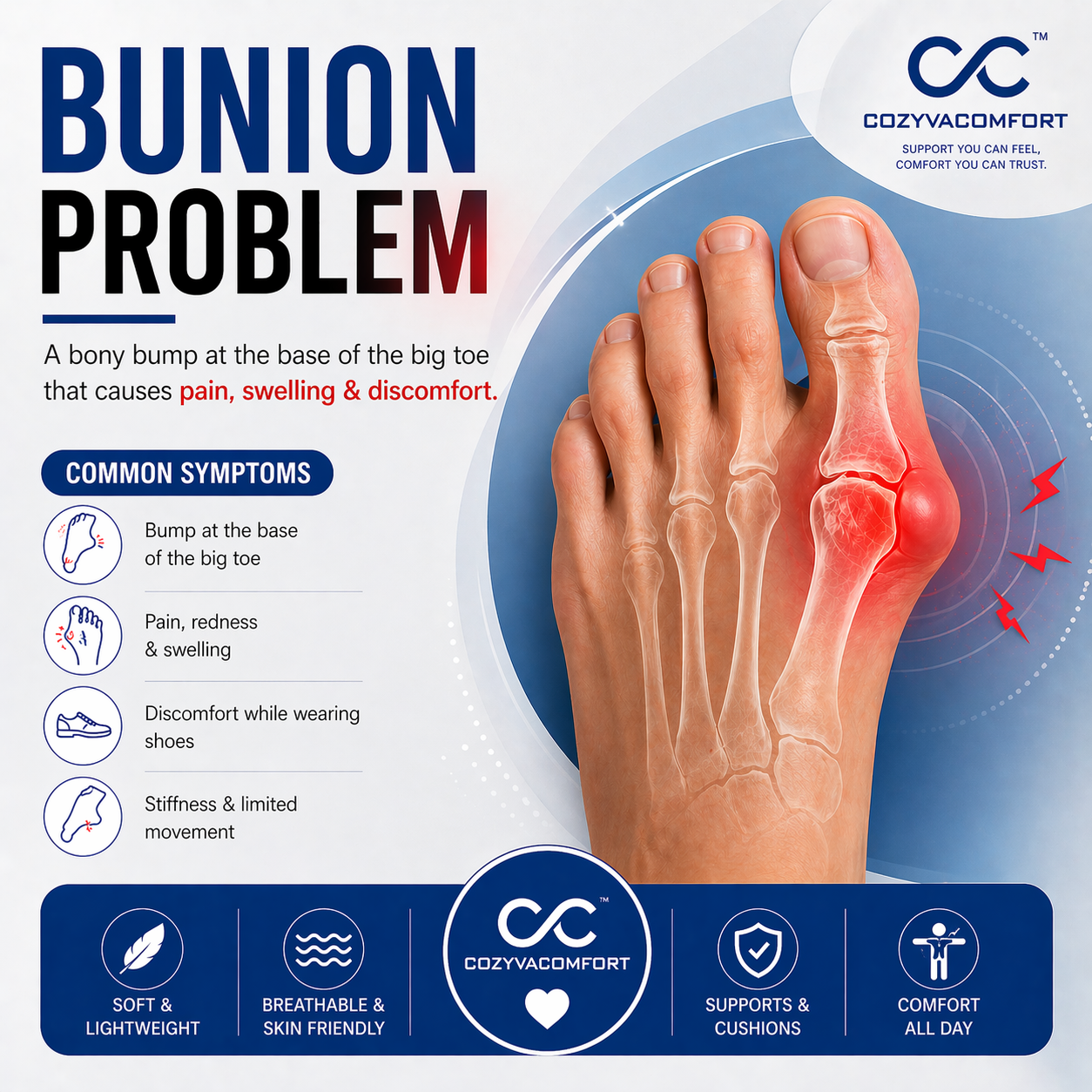 Cozyva Toe Alignment Sleeve – Flexible Foot Support