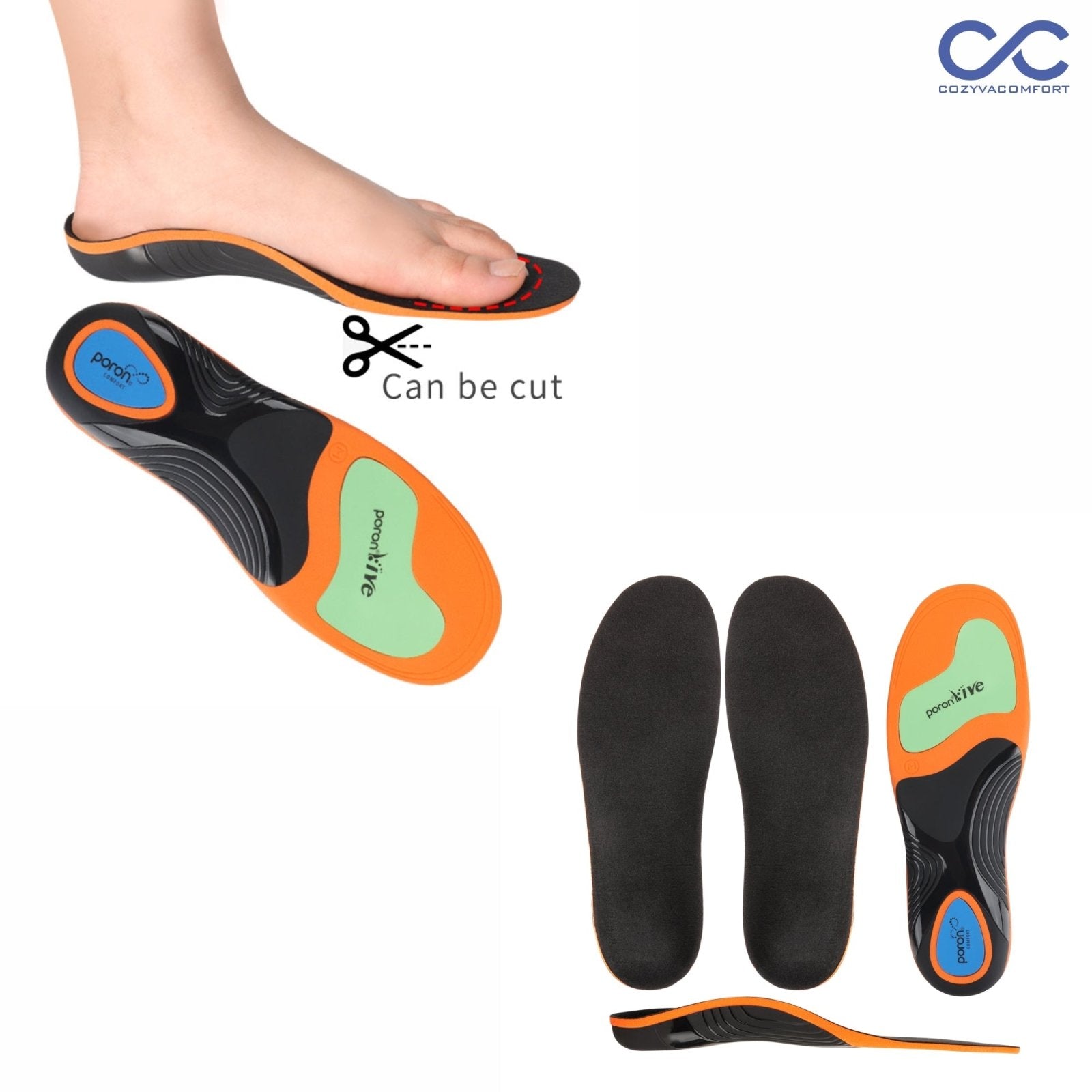 Arc Support Poron Sport Insole - Cozyva Comfort