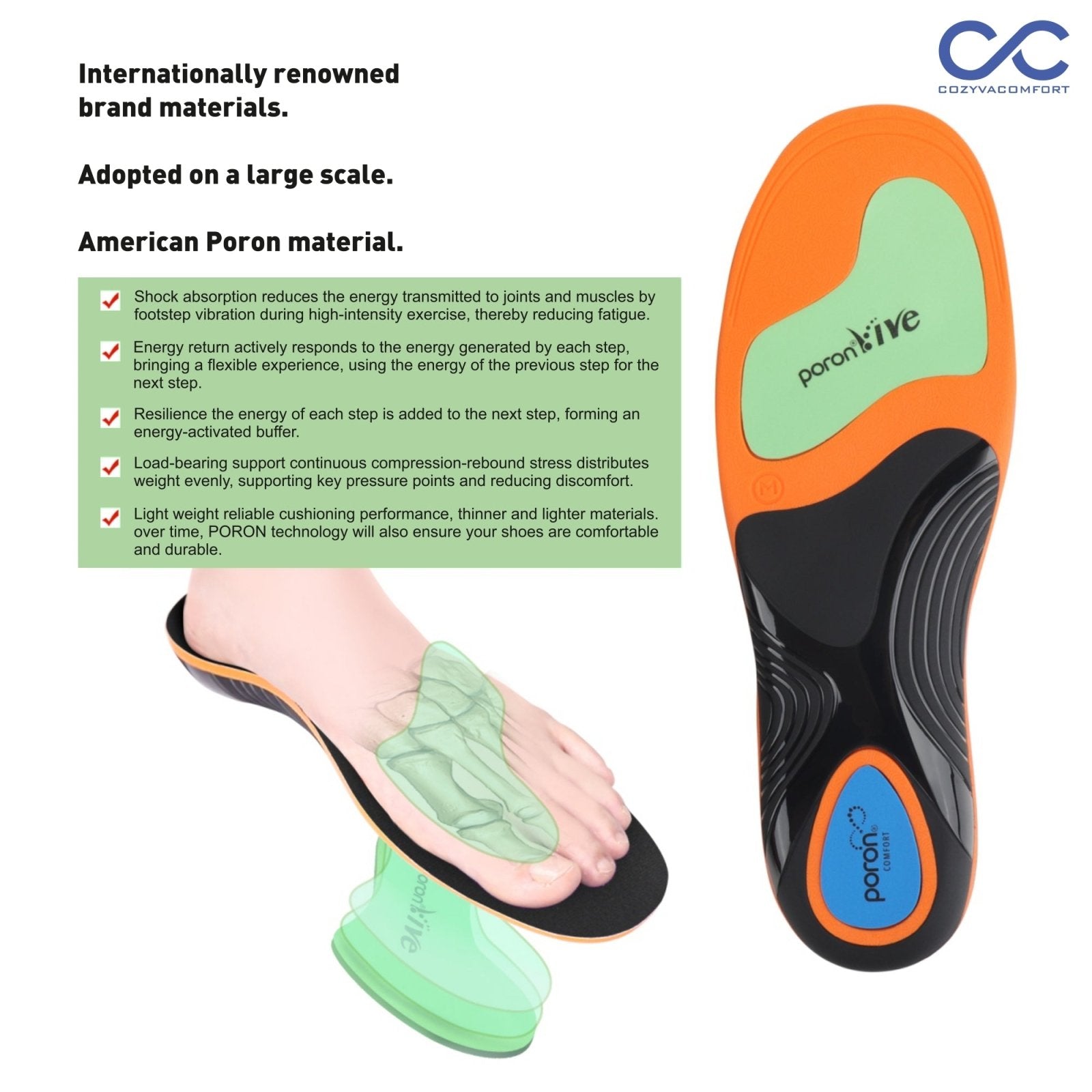 Arc Support Poron Sport Insole - Cozyva Comfort