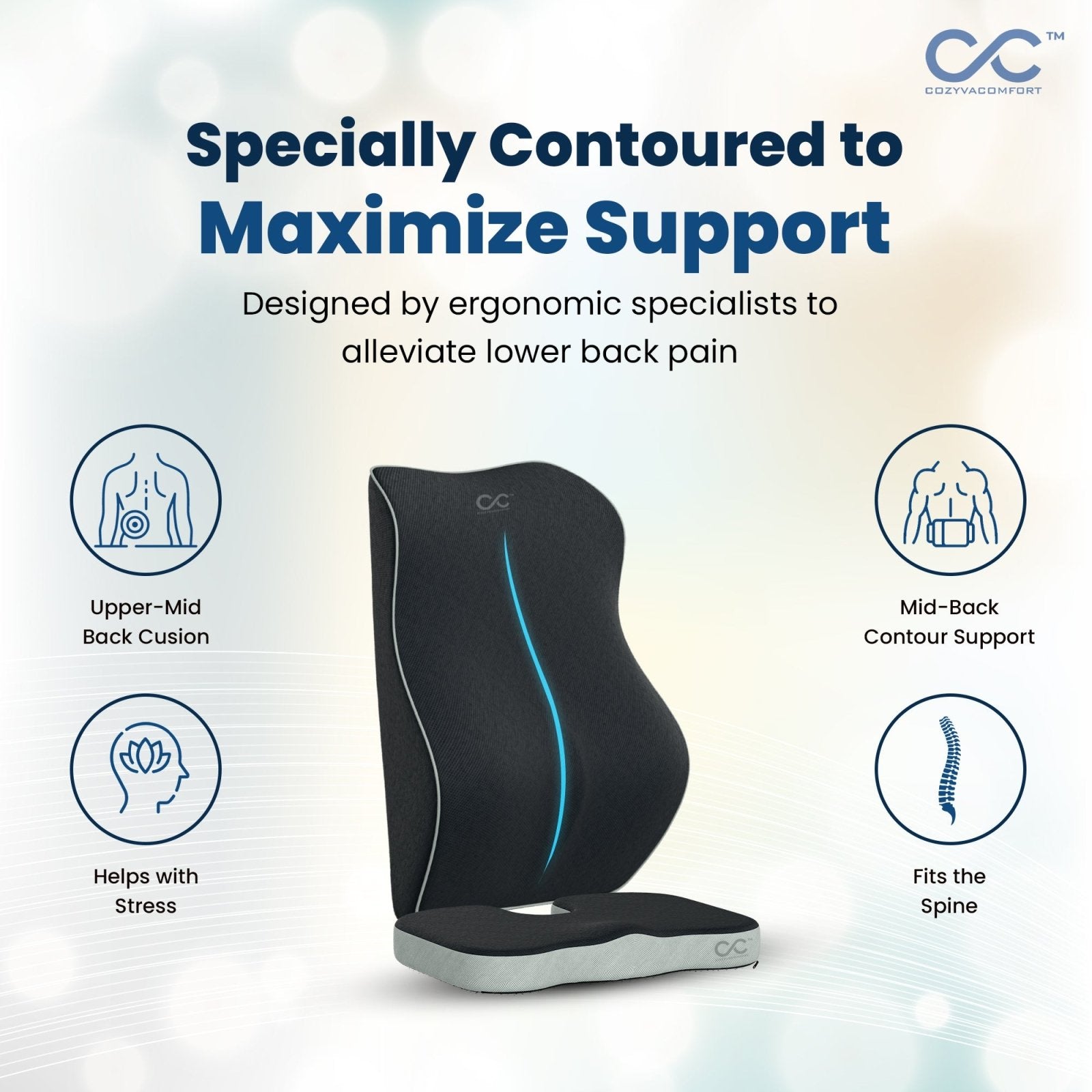 Cozyva Back Rest Pillow and Wedge seating Pillow - Cozyva Comfort