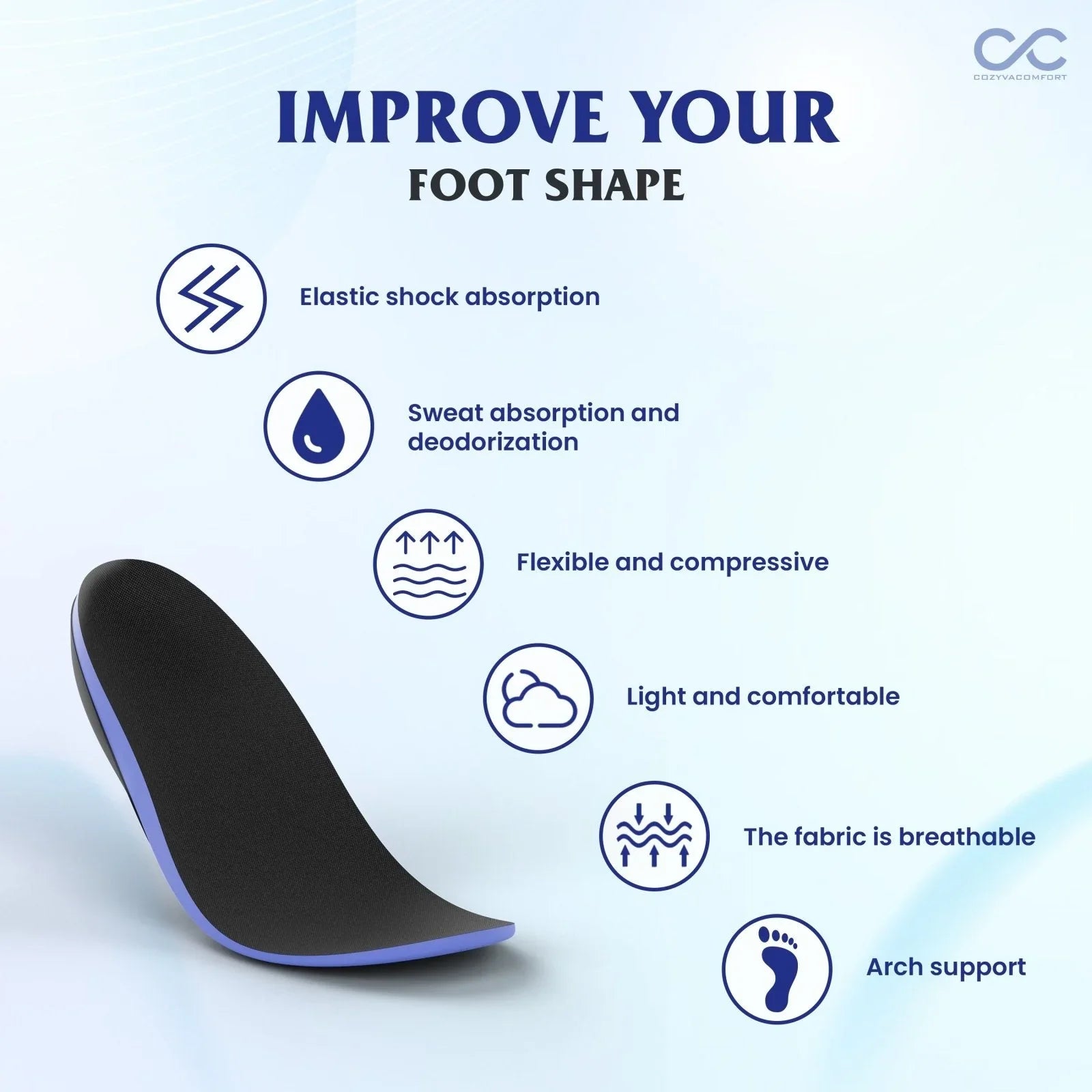 Orthotic strong arc support insole - Cozyva Comfort