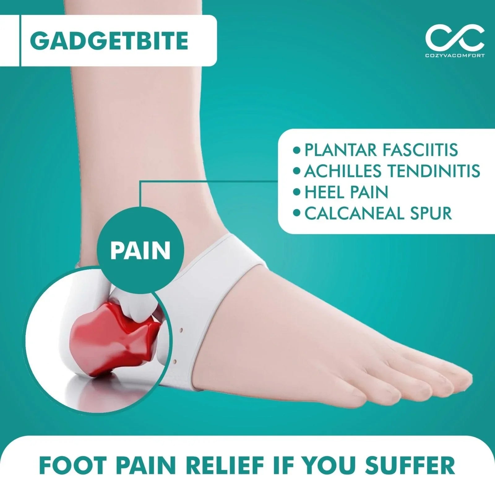 Silicone Gel Heel Pad For Cracked Dry Achilles Heel - Cozyva Comfort