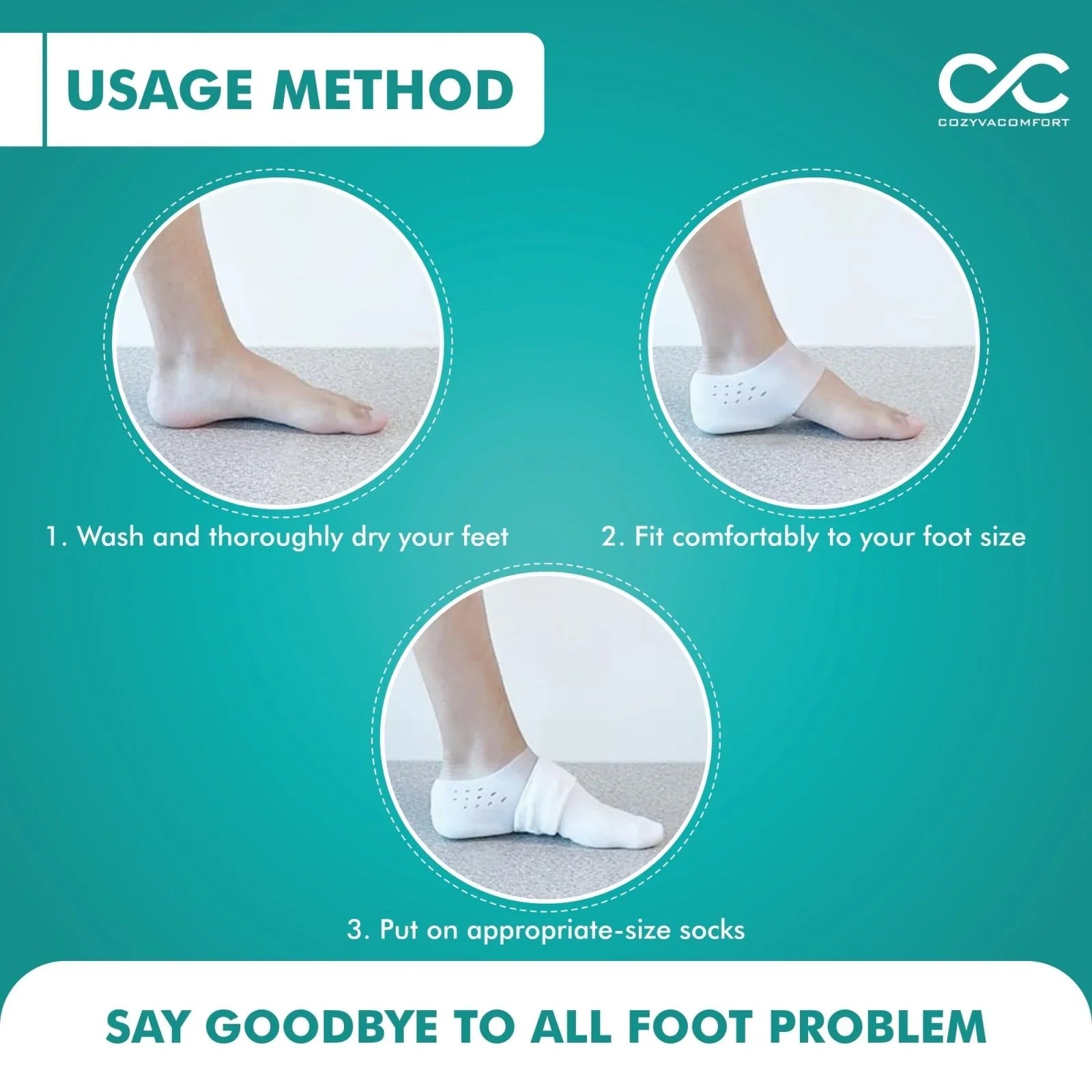 Silicone Gel Heel Pad For Cracked Dry Achilles Heel - Cozyva Comfort